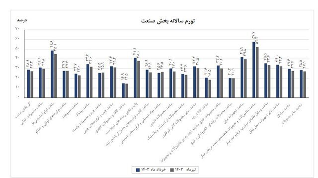 تورم بخش صنعت در تیر ماه اعلام شد