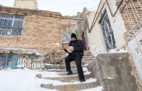 برف زمستانی در محلات هزار پله تبریز