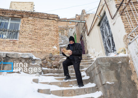 برف زمستانی در محلات هزار پله تبریز